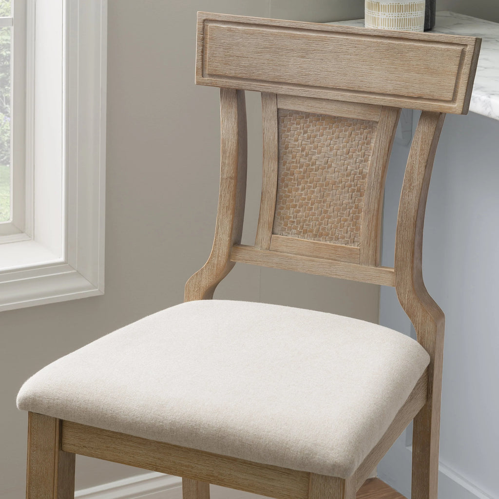 Linon Rylan 30" Bar Stool, Rustic Brown Finish with Beige Fabric