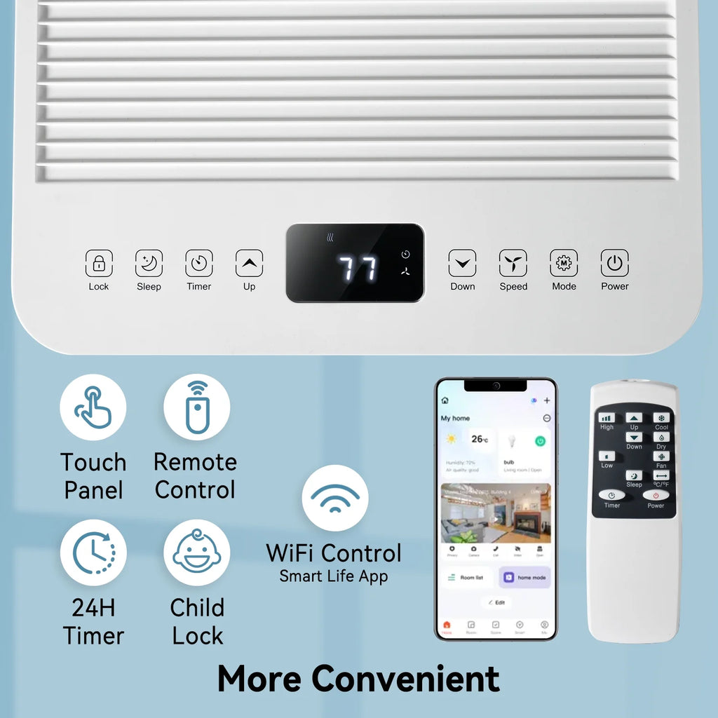 Bapipro 10,000 BTU Smart Portable AC - WiFi/Remote, 4-in-1 for 300 Sq.Ft, 24H Timer, Window Kit, ??55dB, ETL Certified