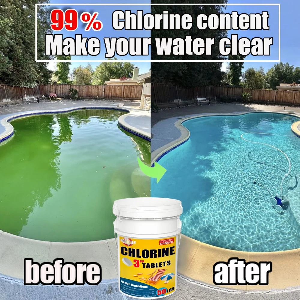 50 lbs 3" Chlor Tabs for Swimming Pools, Tablets, Chlorine Pool Chemicals