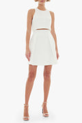 Sanibel Mini Two-Piece — Pebble Crepe Cropped Bodice with Box Pleated Skirt
