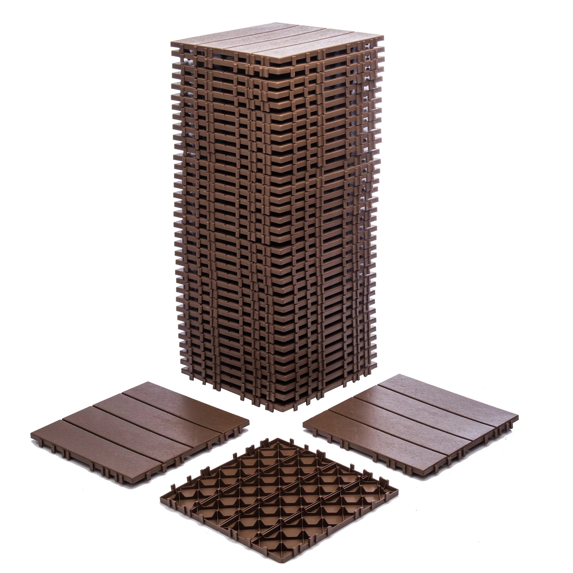 76-Pack Plastic Interlocking Deck Tiles - 68.80 Sq.Ft Outdoor Plastic Flooring Super Durable & Waterproof All-Weather Indoor/Outdoor