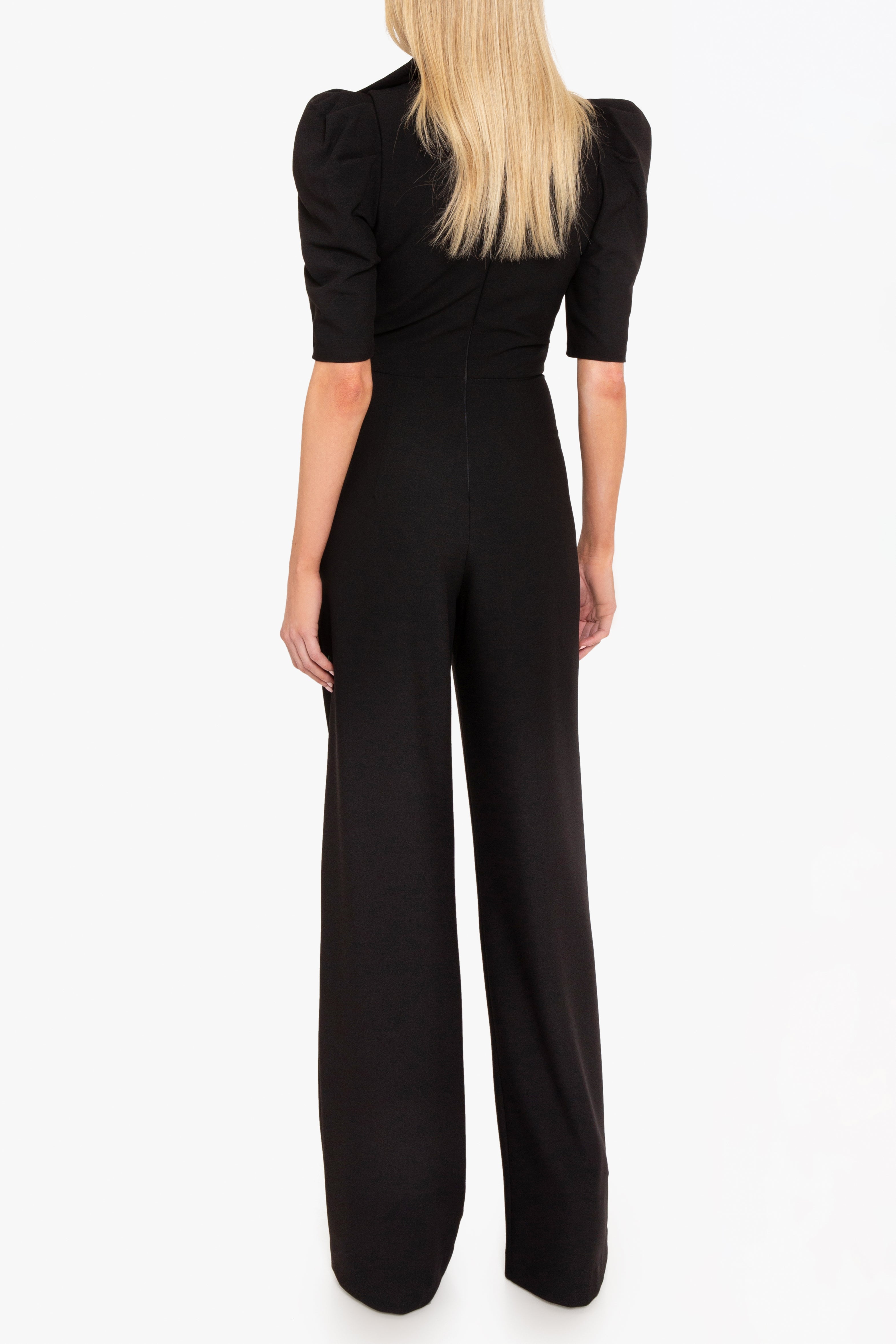 Ara Jumpsuit — Mock Neckline with Statement Bow & Wide-Leg Pants