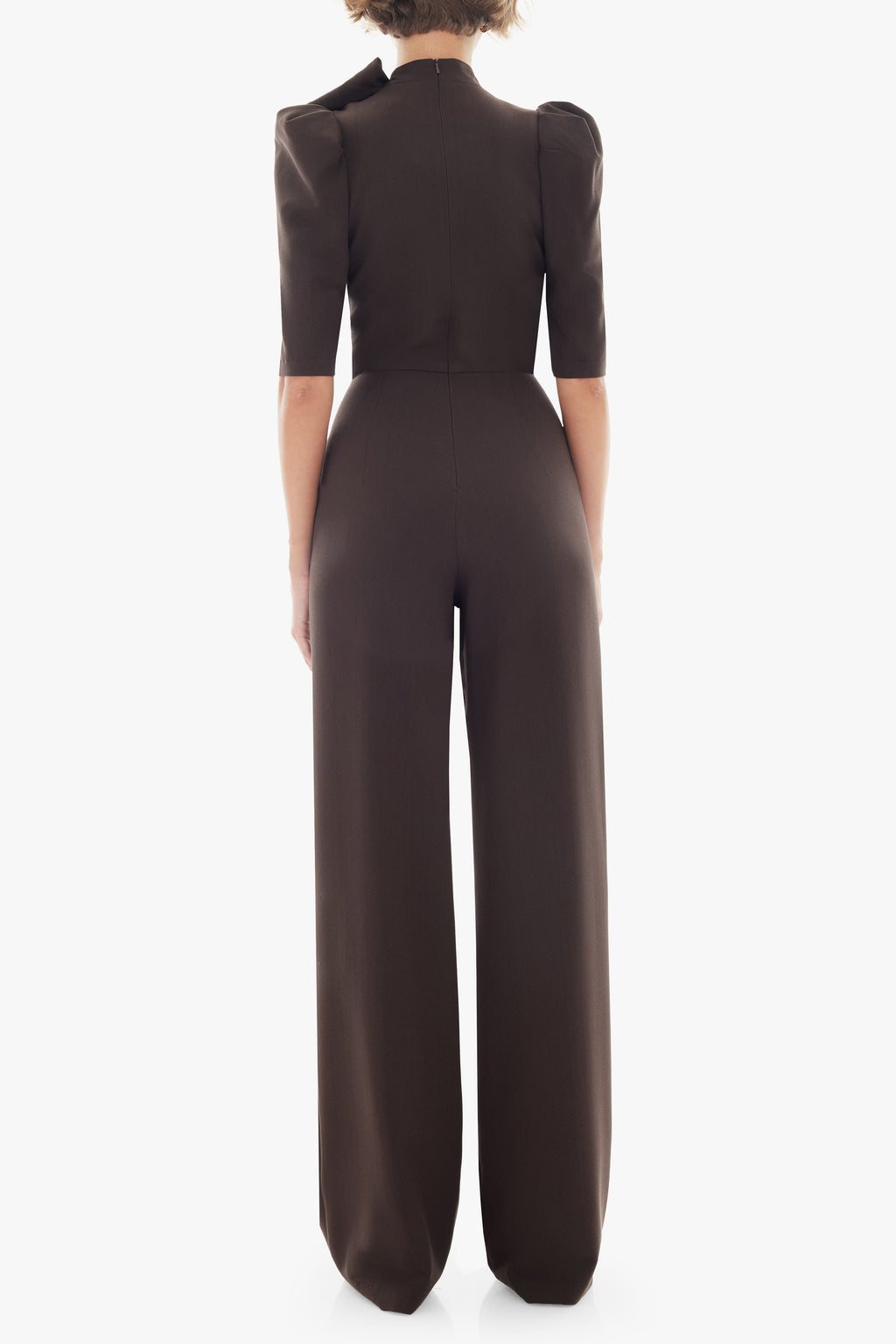 Ara Jumpsuit — Mock Neckline with Statement Bow & Wide-Leg Pants