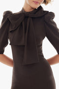 Ara Jumpsuit — Mock Neckline with Statement Bow & Wide-Leg Pants