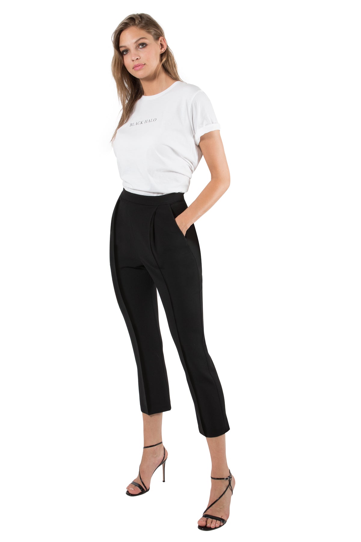 Cropped Straight Pant with Subtle Flare — Pleated Front & Hidden Closure