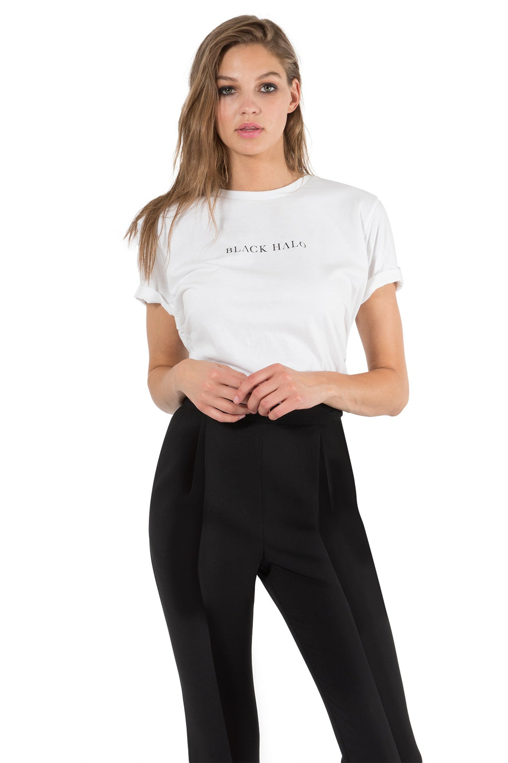Cropped Straight Pant with Subtle Flare — Pleated Front & Hidden Closure