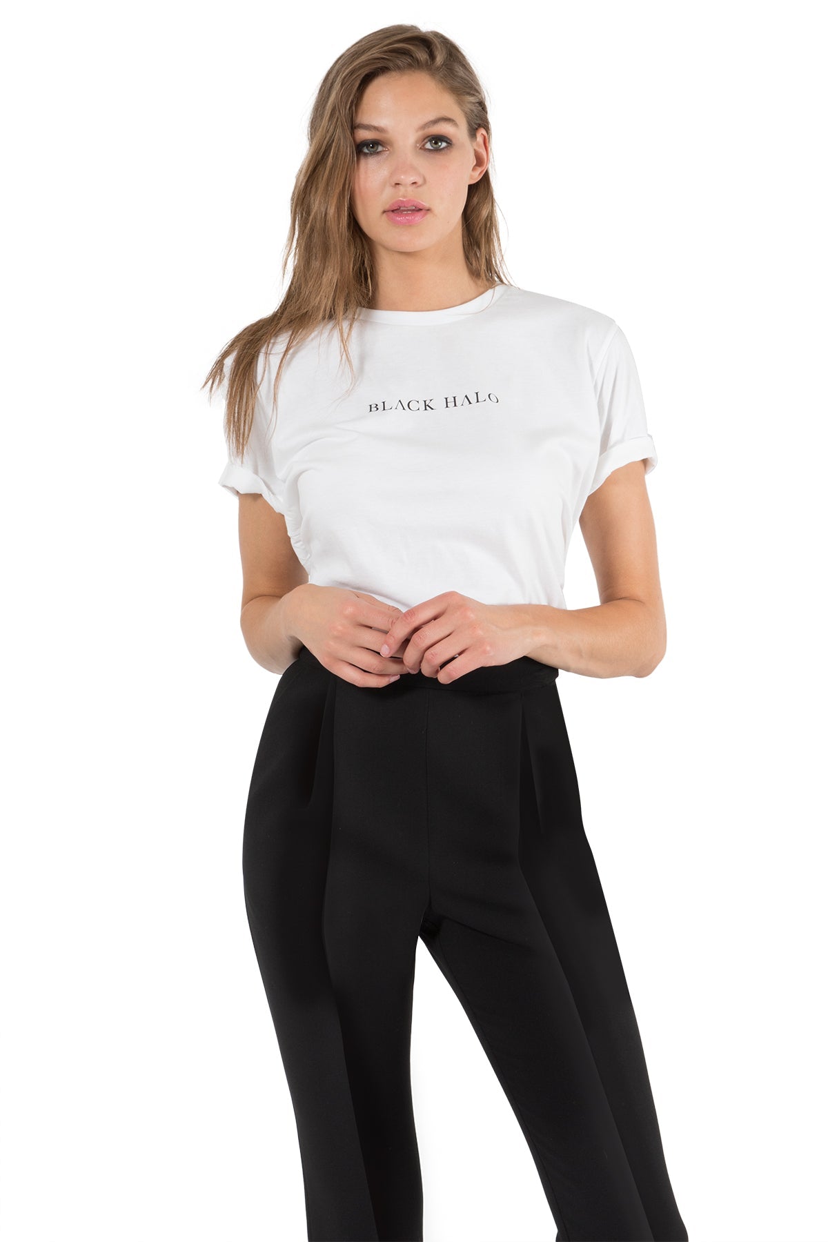 Cropped Straight Pant with Subtle Flare — Pleated Front & Hidden Closure