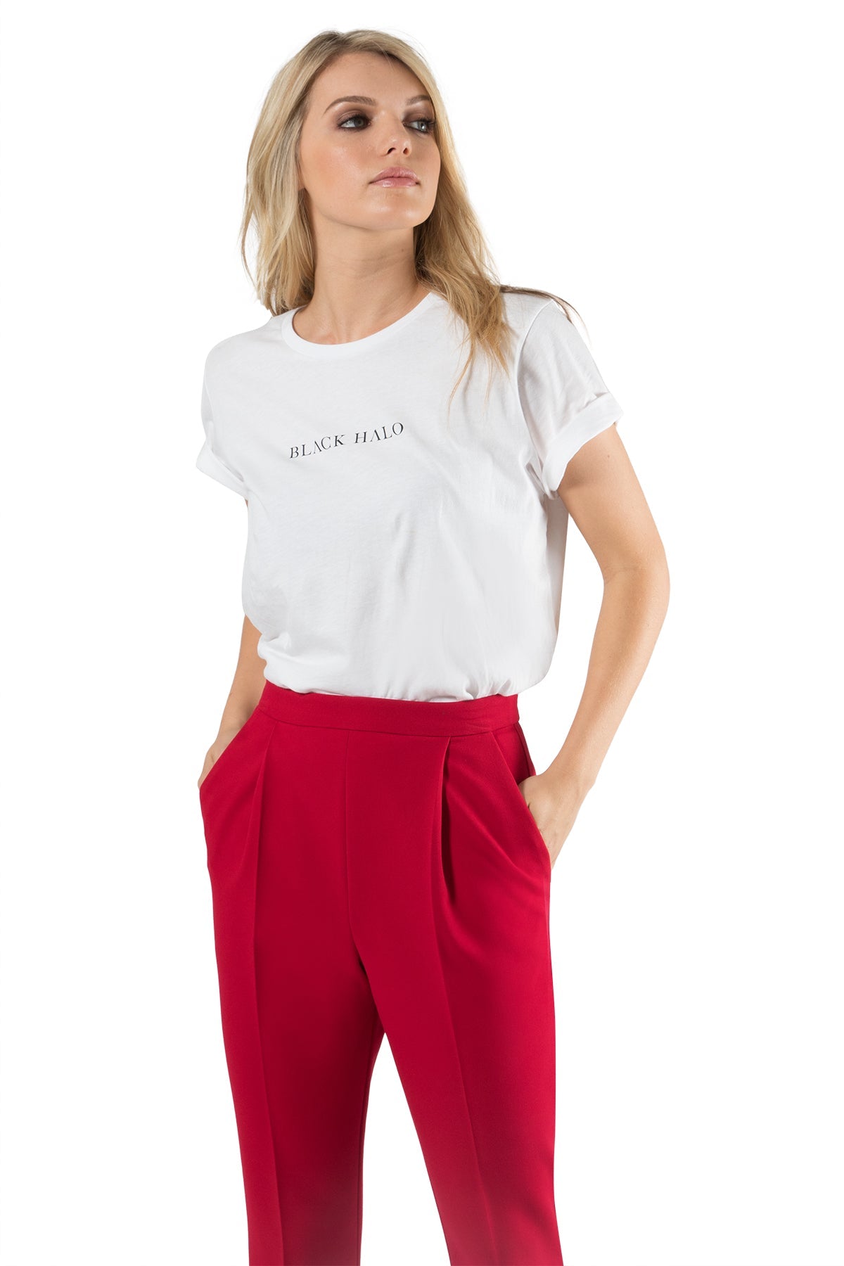 Cropped Straight Pant with Subtle Flare — Pleated Front & Hidden Closure