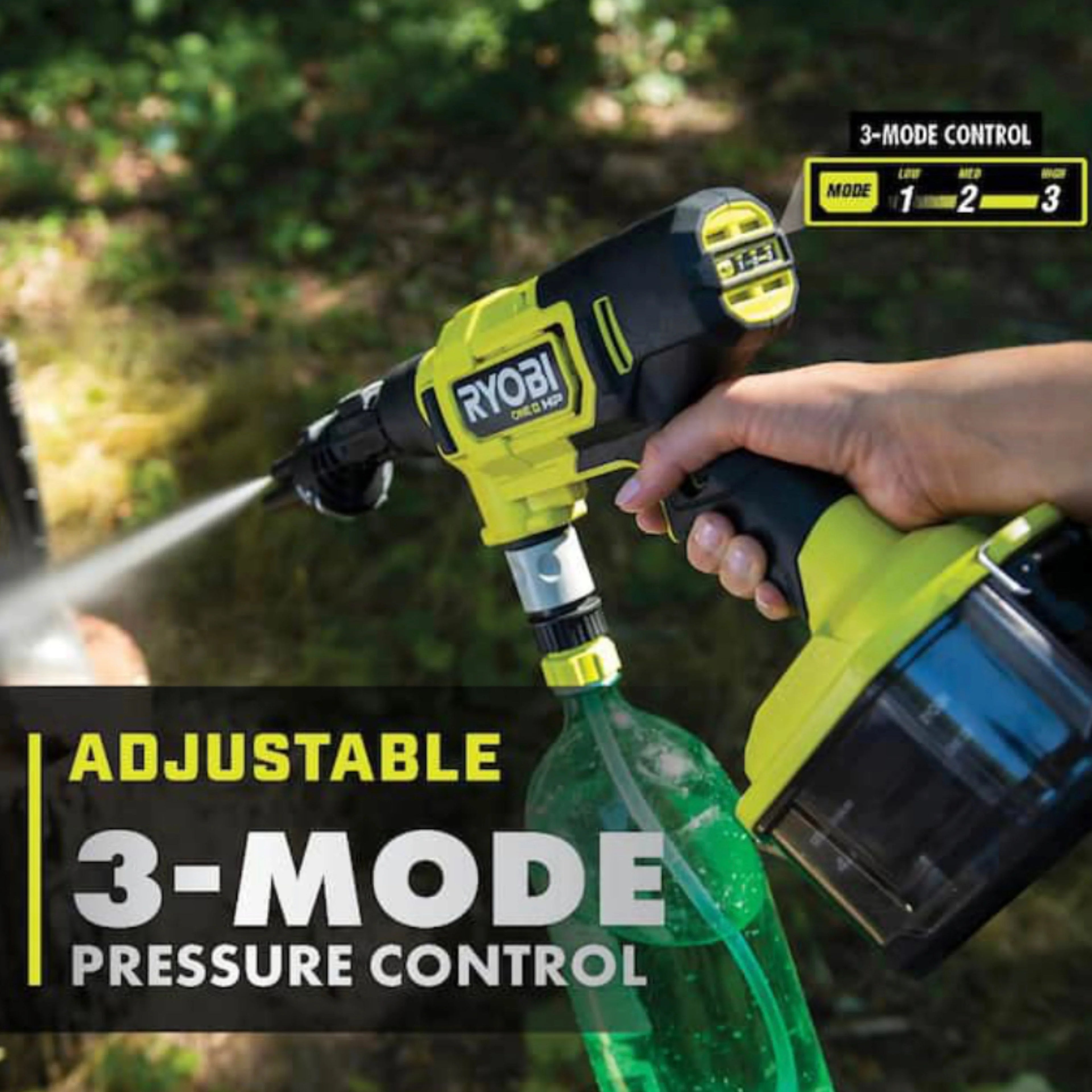 Ryobi ONE+ HP 600 PSI at 0.7 GPM 18V Cordless Electric Cold water Power Cleaner, 20 ft. Siphon Hose