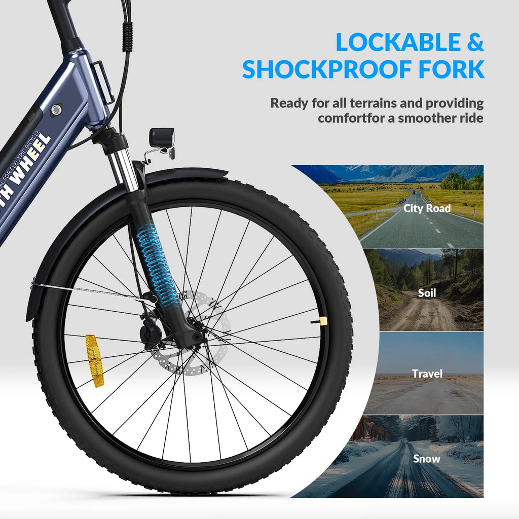 5TH WHEEL Electric Bike for Adult with 350W Motor, W18B 26" EBike with 36V 10.4Ah Removable Battery Ebike, Electric Bicycle with 7 Speed, UL2849