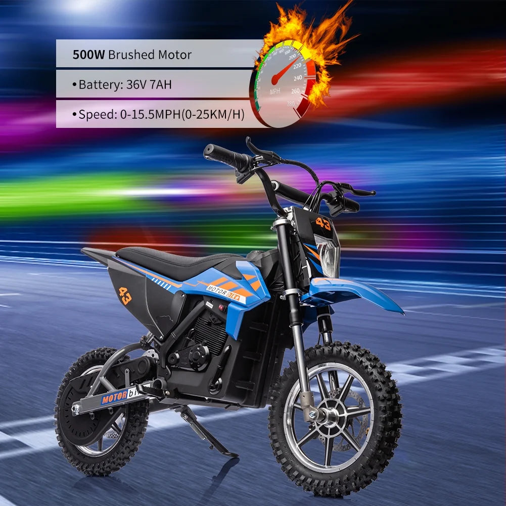 Electric Dirt Bike for Kids,36V Ride on Motorcycle,Up to 15.5MPH,350W Brushless Motor,LED Headlight,Leather Seat,Front and Back Brakes,Electric Motorcycle for Kids Age 8-16,Max Load 175lbs
