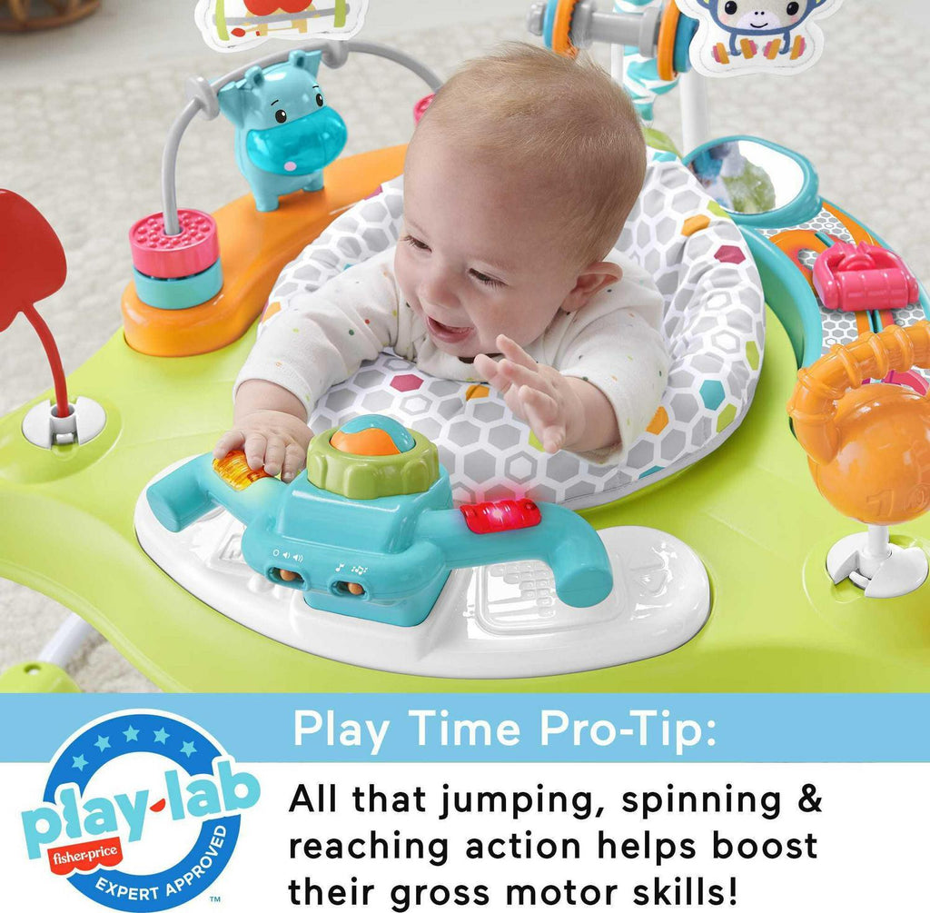Fisher-Price Baby Bouncer Fitness Fun Folding Jumperoo Infant Activity Center with Lights &amp; Music. Unisex