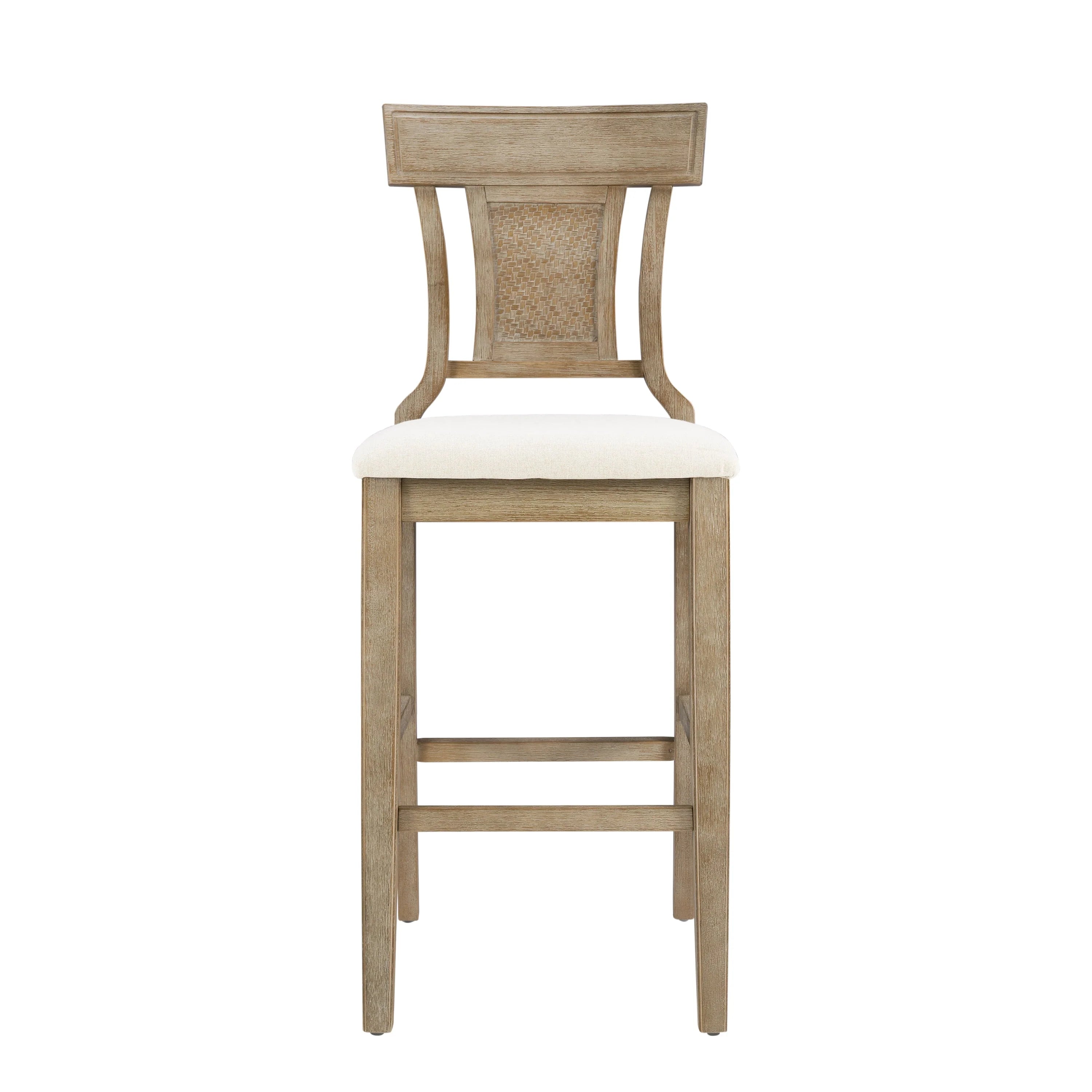 Linon Rylan 30" Bar Stool, Rustic Brown Finish with Beige Fabric