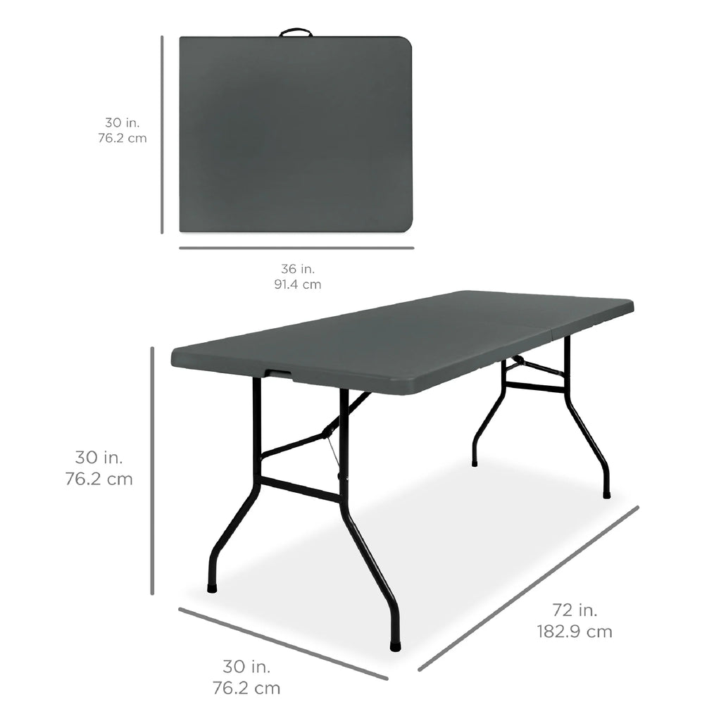 Best Choice Products 6ft Plastic Folding Table, Indoor Outdoor Heavy Duty Portable w/ Handle, Lock - White