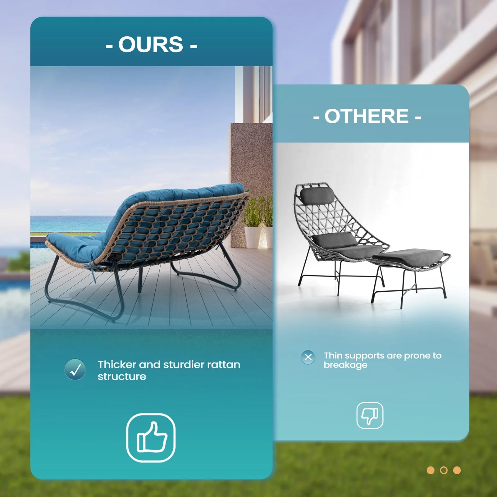 Crestlive Products Patio Loveseat, All-Weather Rattan Large Furniture with Soft Cushions, Outdoor Loveseat for Balcony, Poolside, Backyard (Beige)
