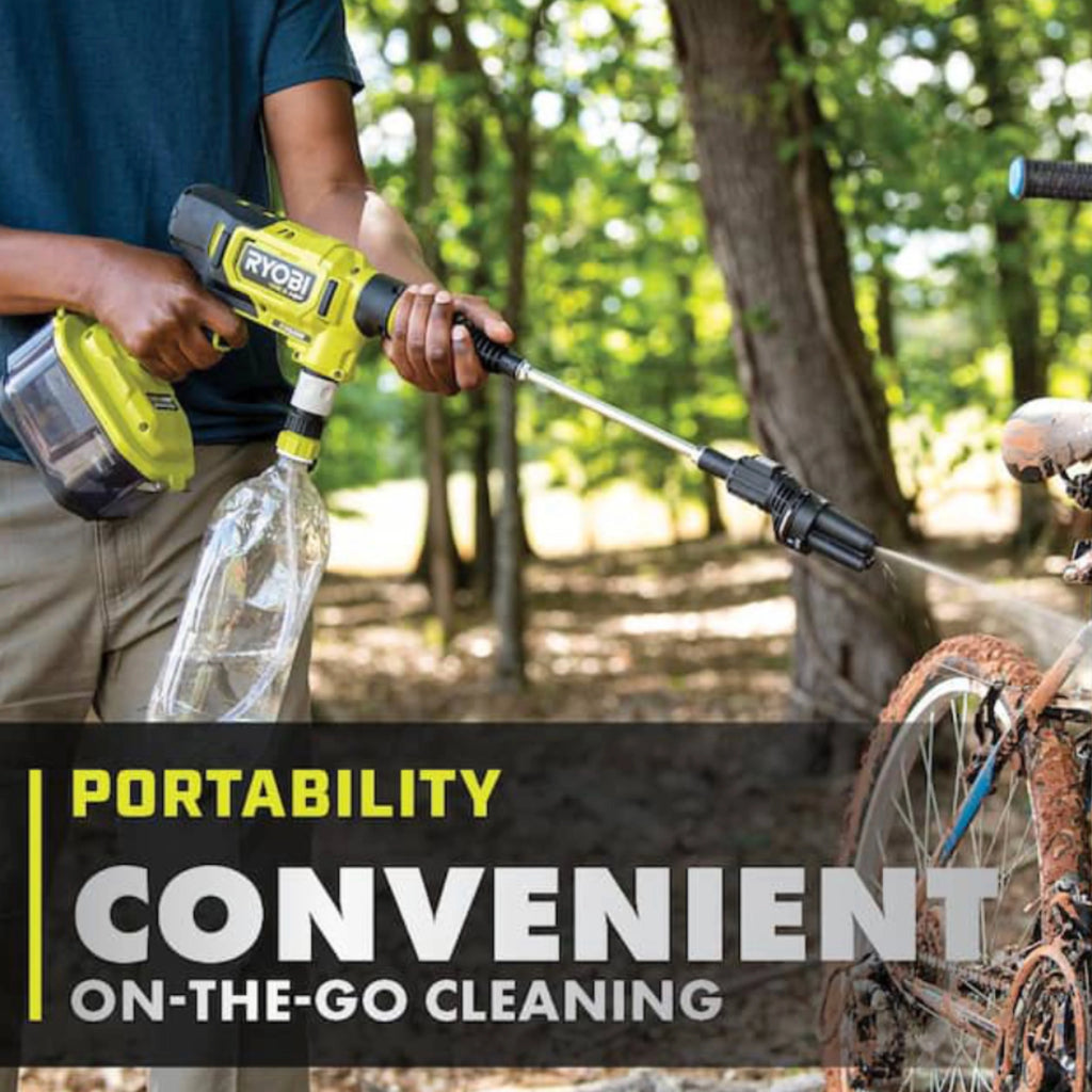 Ryobi ONE+ HP 600 PSI at 0.7 GPM 18V Cordless Electric Cold water Power Cleaner, 20 ft. Siphon Hose