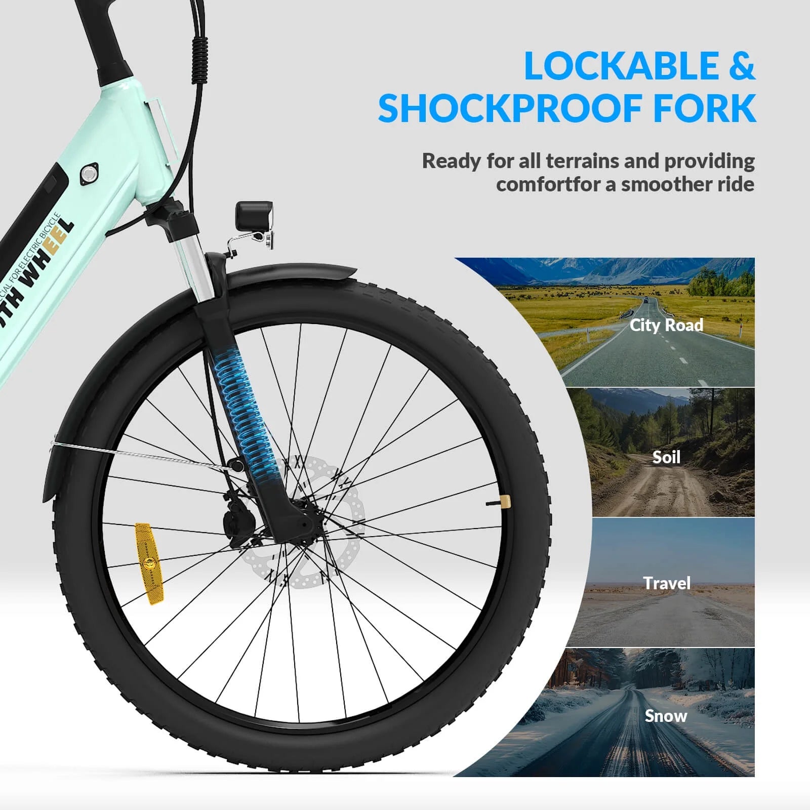 5TH WHEEL Electric Bike for Adult with 350W Motor, W18B 26" EBike with 36V 10.4Ah Removable Battery Ebike, Electric Bicycle with 7 Speed, UL2849