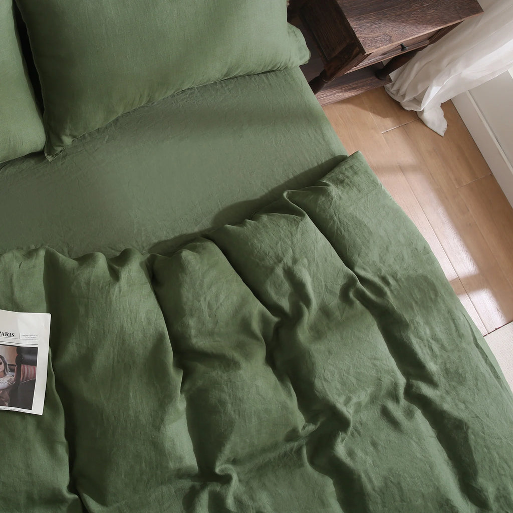 100% Pure Linen Duvet Cover with Button Closure and Corner Ties Soft & Breathable - Natural Full/Queen
