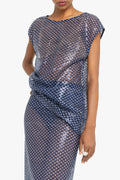 Etherea Two-Piece Midi Set — Shimmering Mesh with Geometric Sequin Overlay