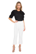 Cropped Straight Pant with Subtle Flare — Pleated Front & Hidden Closure