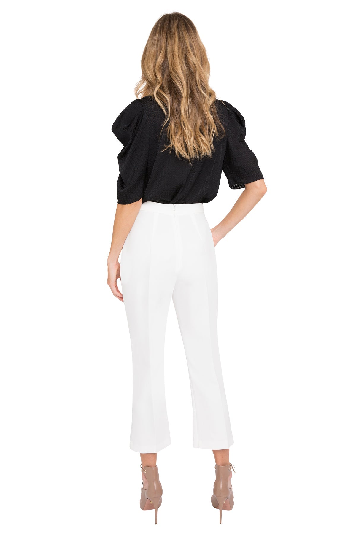Cropped Straight Pant with Subtle Flare — Pleated Front & Hidden Closure