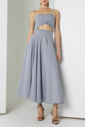 Aysha Two-Piece Midi Set — Draped Bustier Top with Full Circle Skirt