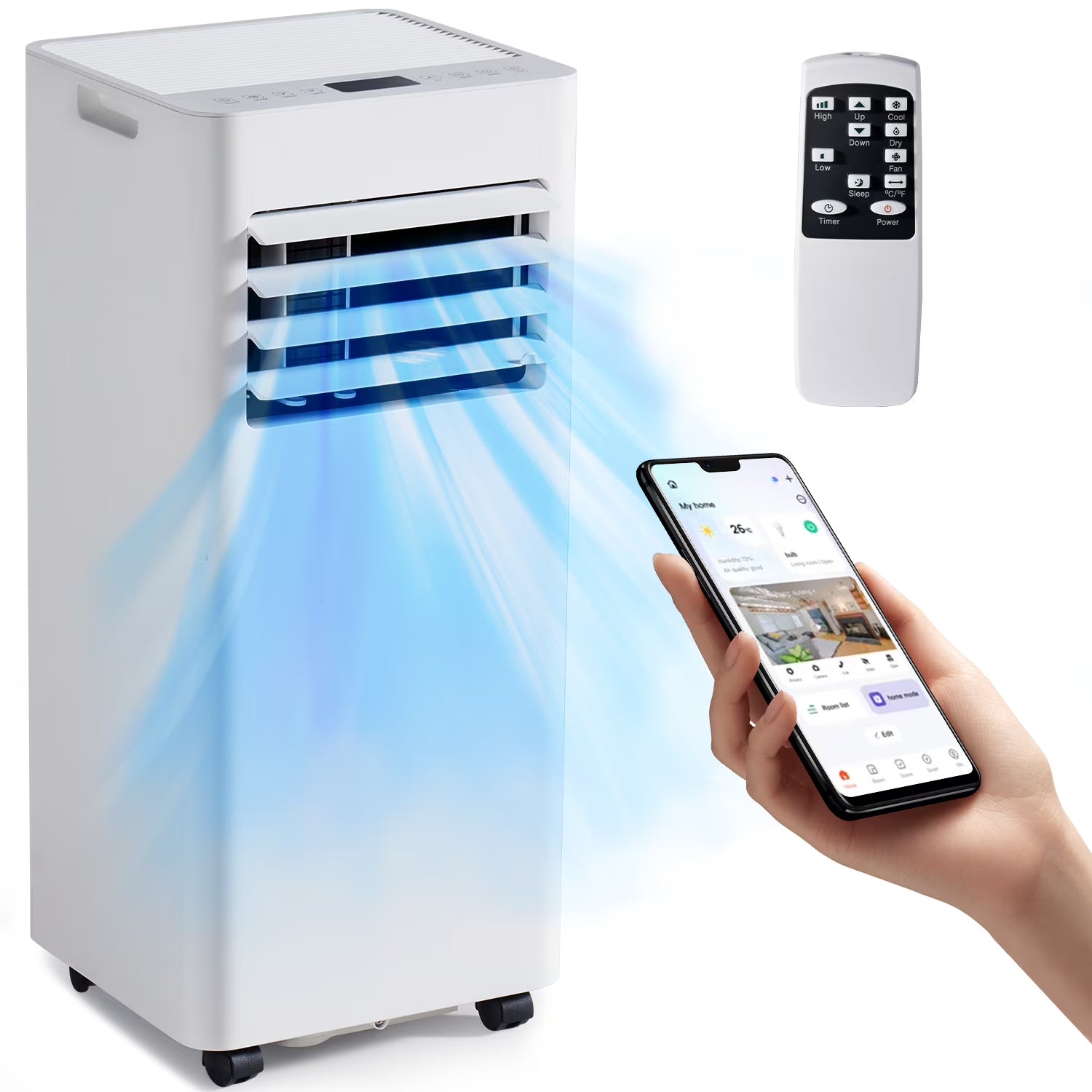 Bapipro 10,000 BTU Smart Portable AC - WiFi/Remote, 4-in-1 for 300 Sq.Ft, 24H Timer, Window Kit, ??55dB, ETL Certified