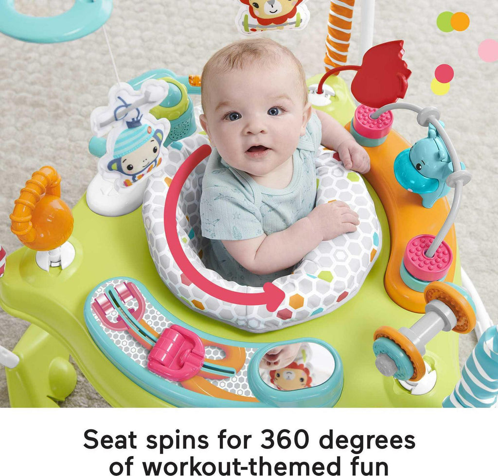 Fisher-Price Baby Bouncer Fitness Fun Folding Jumperoo Infant Activity Center with Lights &amp; Music. Unisex