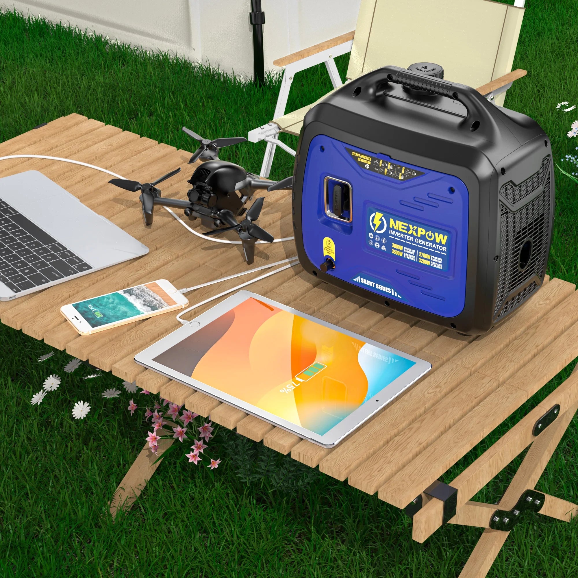NEXPOW 2250W Portable Inverter Generator, Gasoline Power Quiet Lightweight for Backup Home & Camping, Eco-Mode Feature, Parallel Capability, EPA Compliant