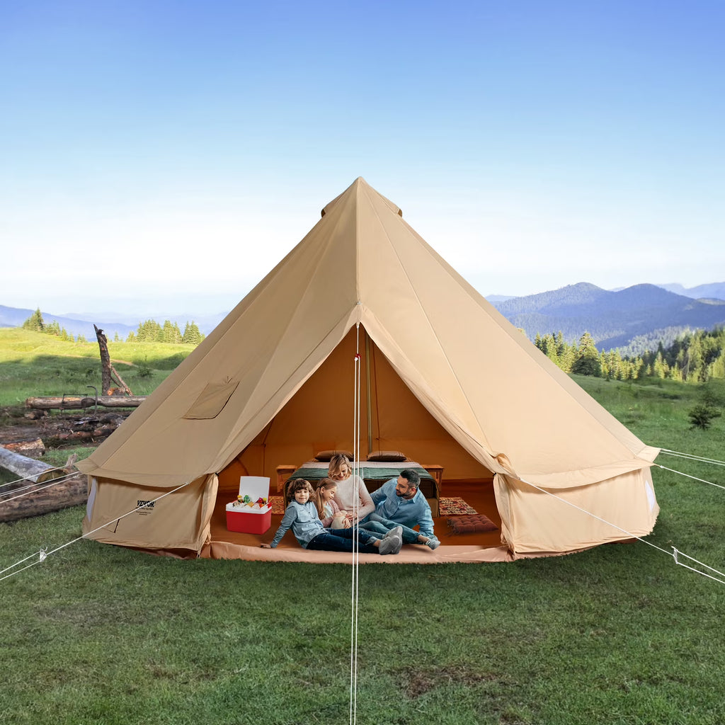 KFFKFF Canvas Bell Tent 6m/19.68ft 4-Season Camping Yurt Tent with Stove Jack