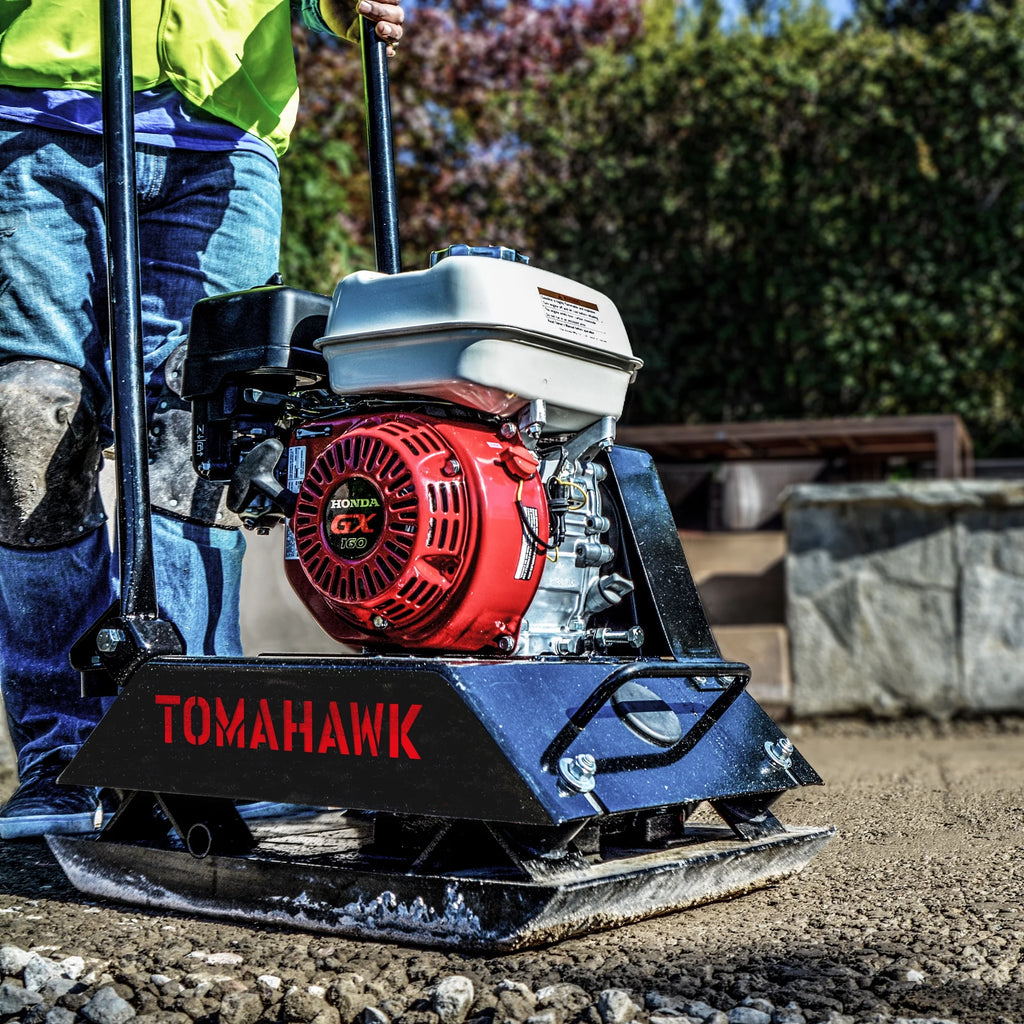 Tomahawk Power Plate Compactor 5.5 HP, 3000 lbs/ft, 63cc, Gas, 17 x 13 Plate Compactor, 5900 VPM