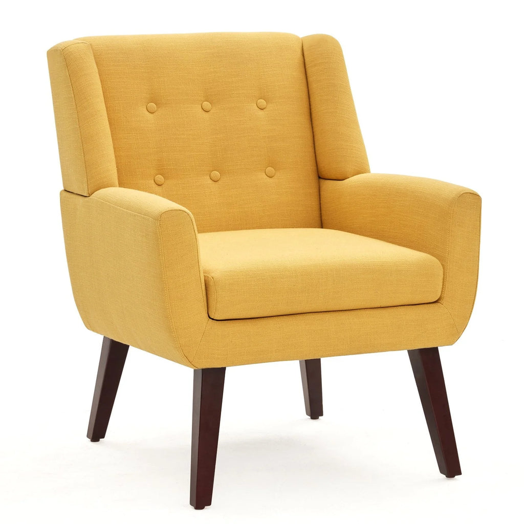 HUIMO  Accent Chair, Button-Tufted Upholstered  Living Room Chairs,  Mid Century Modern Comfy Reading Chairs for Bedroom, Living Room, Beige