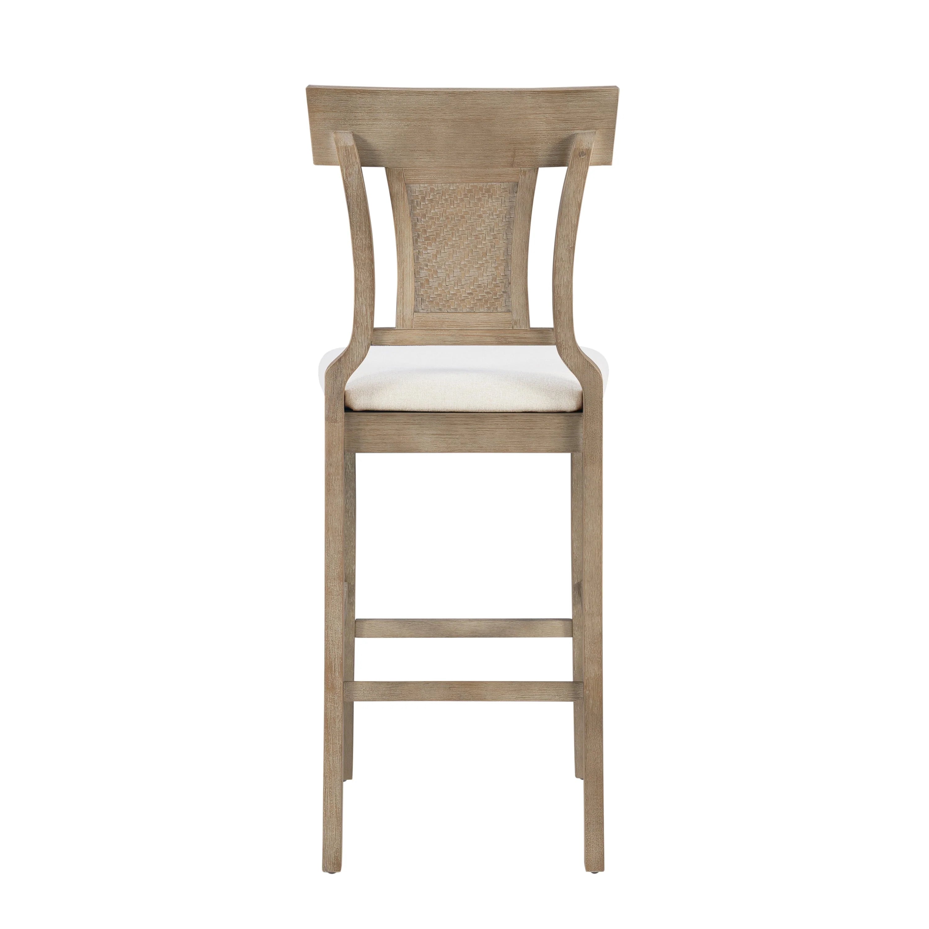 Linon Rylan 30" Bar Stool, Rustic Brown Finish with Beige Fabric