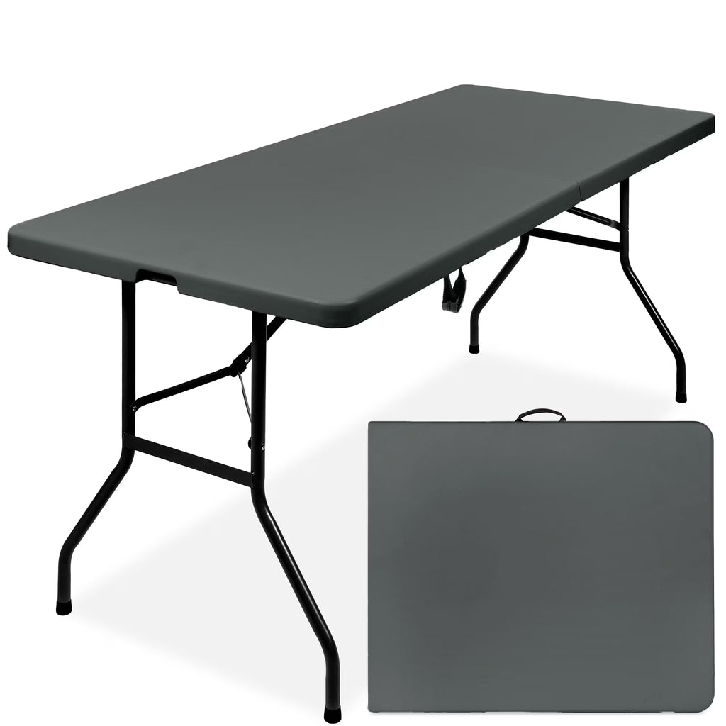 Best Choice Products 6ft Plastic Folding Table, Indoor Outdoor Heavy Duty Portable w/ Handle, Lock - White