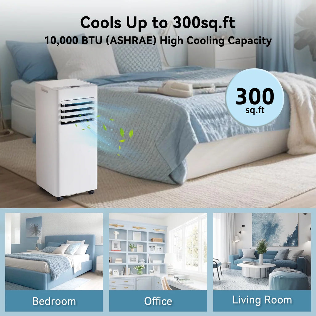 Bapipro 10,000 BTU Smart Portable AC - WiFi/Remote, 4-in-1 for 300 Sq.Ft, 24H Timer, Window Kit, ??55dB, ETL Certified
