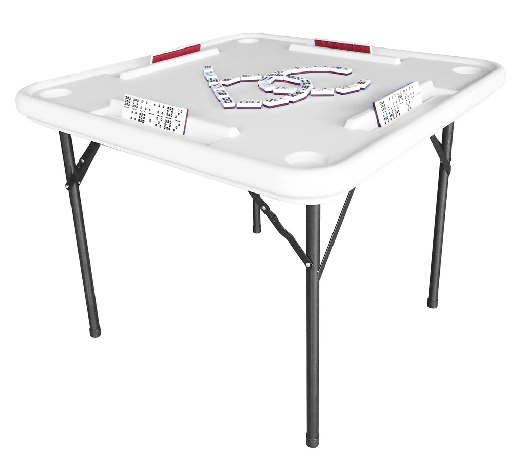 Bene Casa Foldable Domino Table with Built-In Drink Holders, 38?? x 38??, White