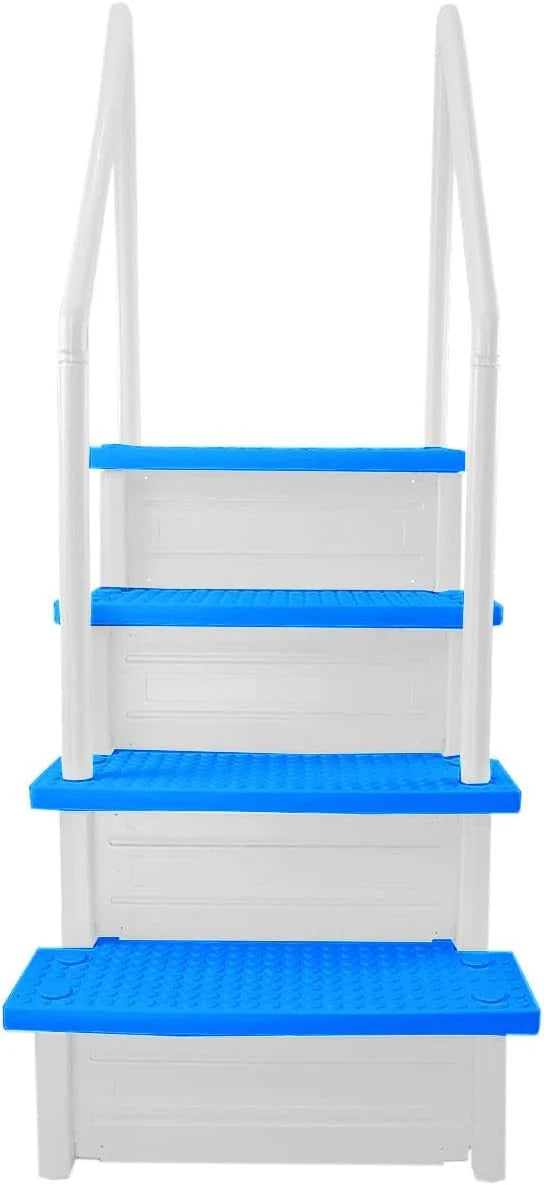 Non-slip pool entrance steps | Gray | Suitable for above-ground pools | Can be installed on patios with a height of 122 to 137 cm | Maximum load capacity 136 kg