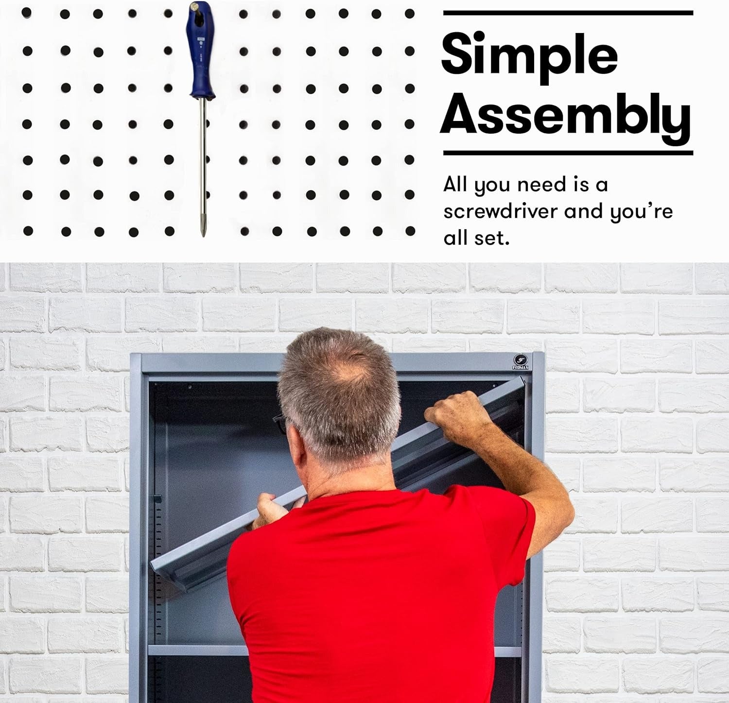 Heavy Duty Metal Garage Locker - 71 "tall large steel multipurpose locker with adjustable shelves and door locks - black and silver