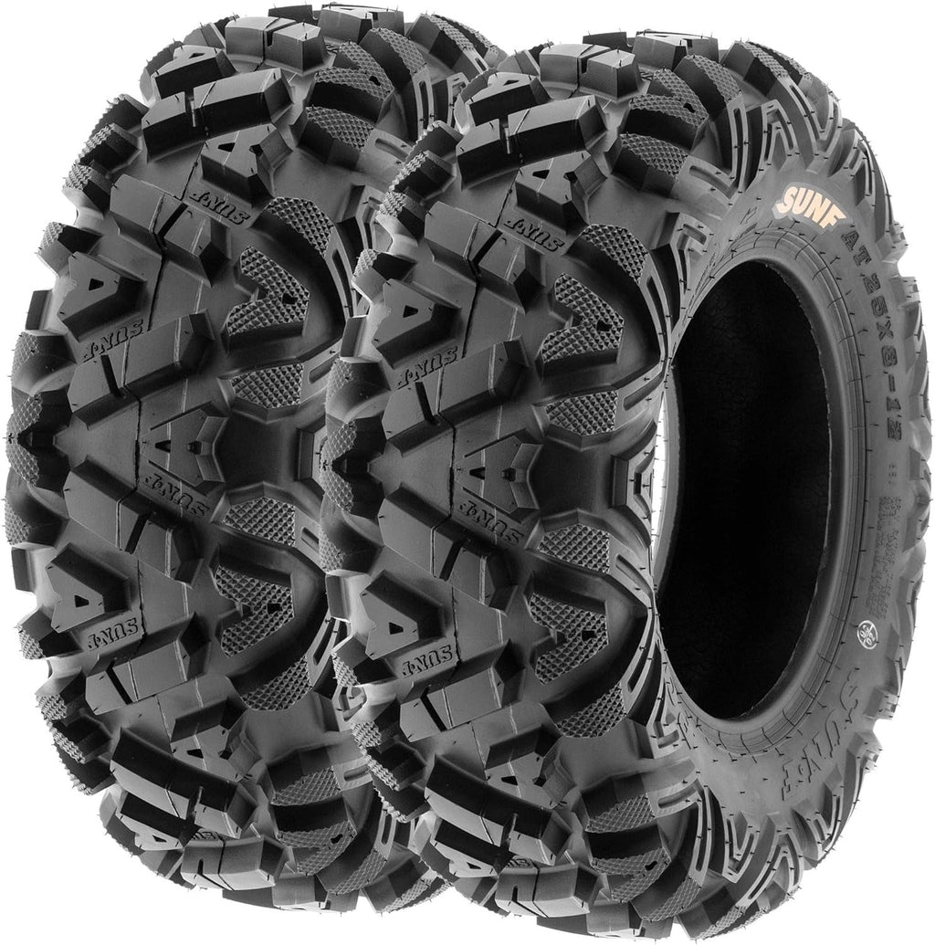 Set of 4 ATV/UTV off-road tires, 25x8-12 front and 25x10-12 rear, 6 PR, tubeless A033