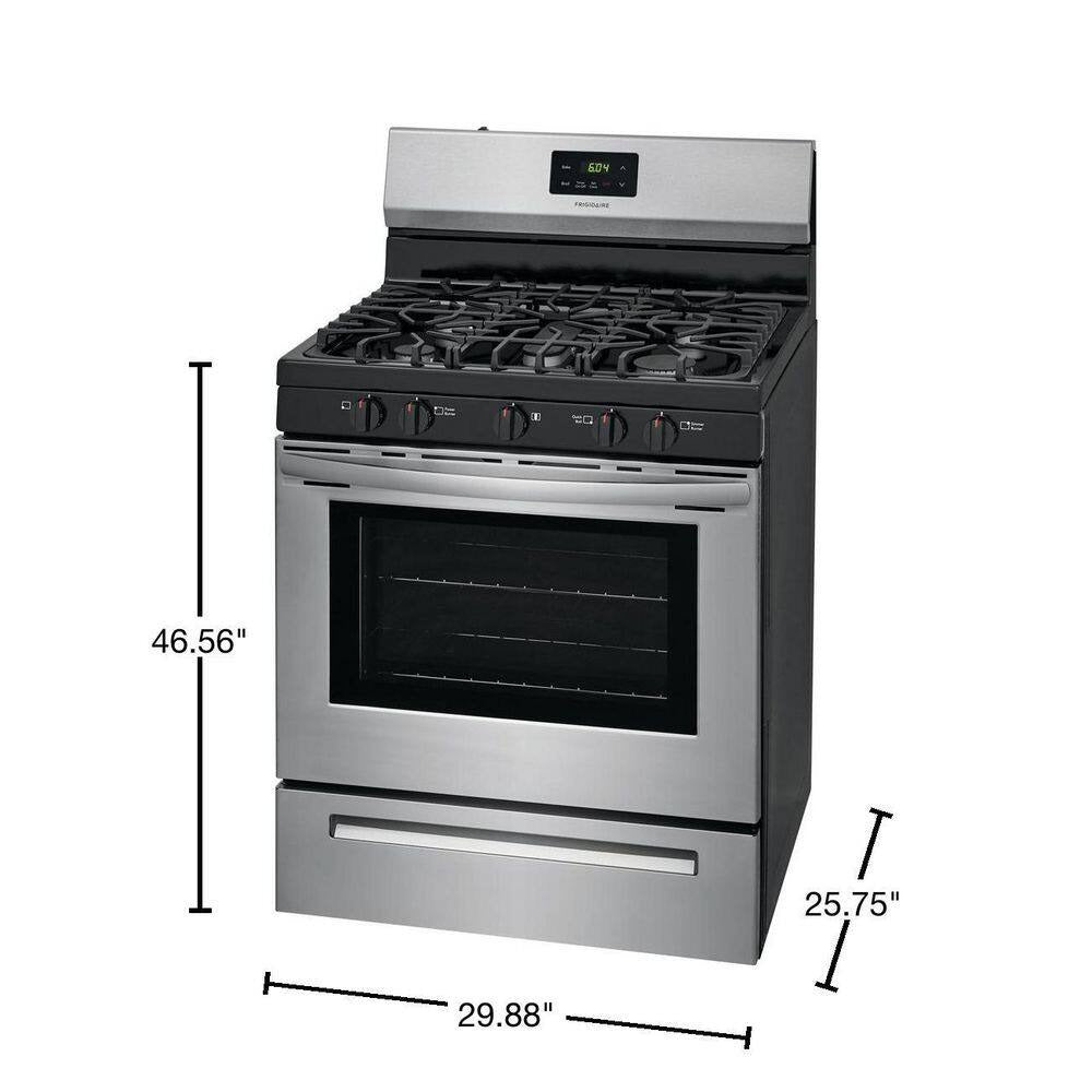 Frigidaire 30 inch (76 cm) wide freestanding 5-burner stainless steel gas hob FCRG3052AS