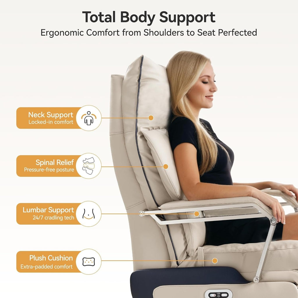 M80 executive chair with two motors and footrest, for tall and heavy people, up to 190 kg, beige