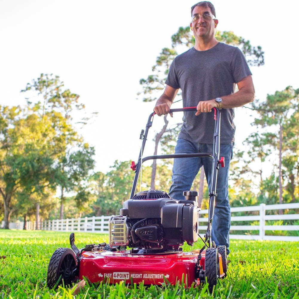 20-inch petrol lawnmower with 125cc displacement and Briggs & Stratton engine
