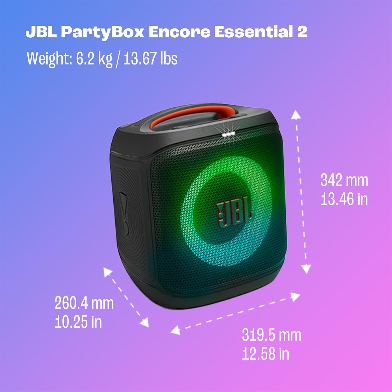 PartyBox Encore Essential 2, portable speaker, 15 hours playback time, IPX4