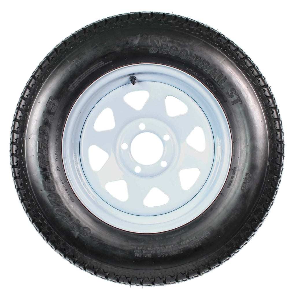 2-pack trailer tires on rim ST205/75D15 205/75 D 15 inch LRC 5-hole white spokes  1