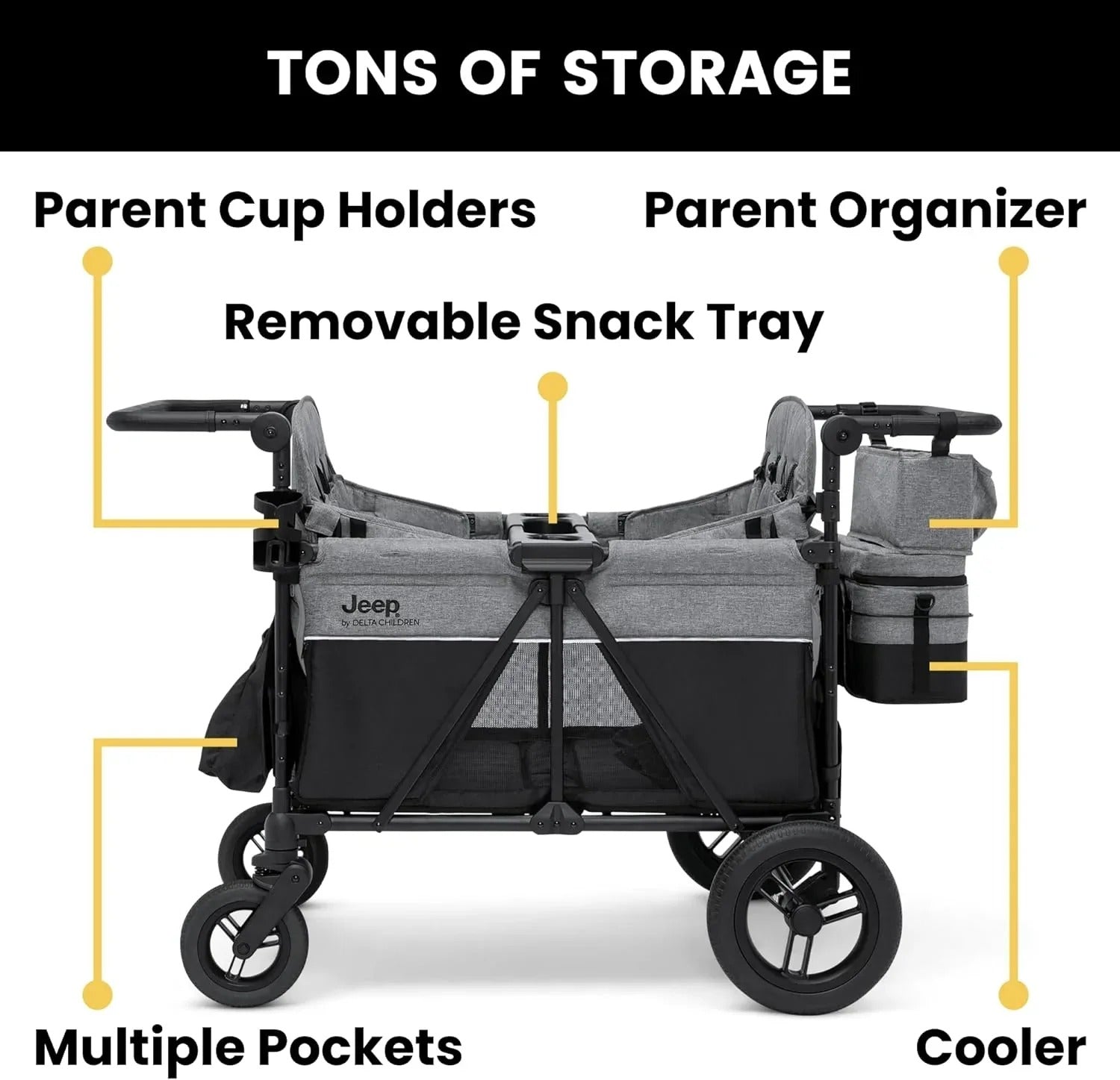 Jeep Wrangler Deluxe 4-seater stroller by Delta Children Premium Quad stroller