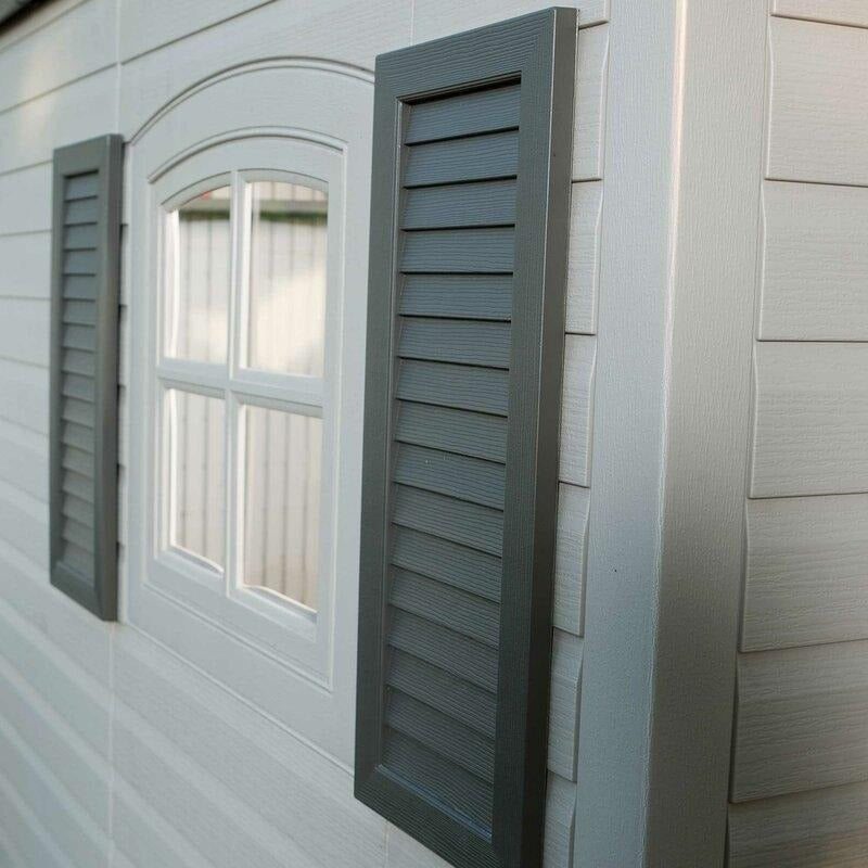 2025 Side entrance, 4.57 m W x 2.44 m D, plastic tool shed