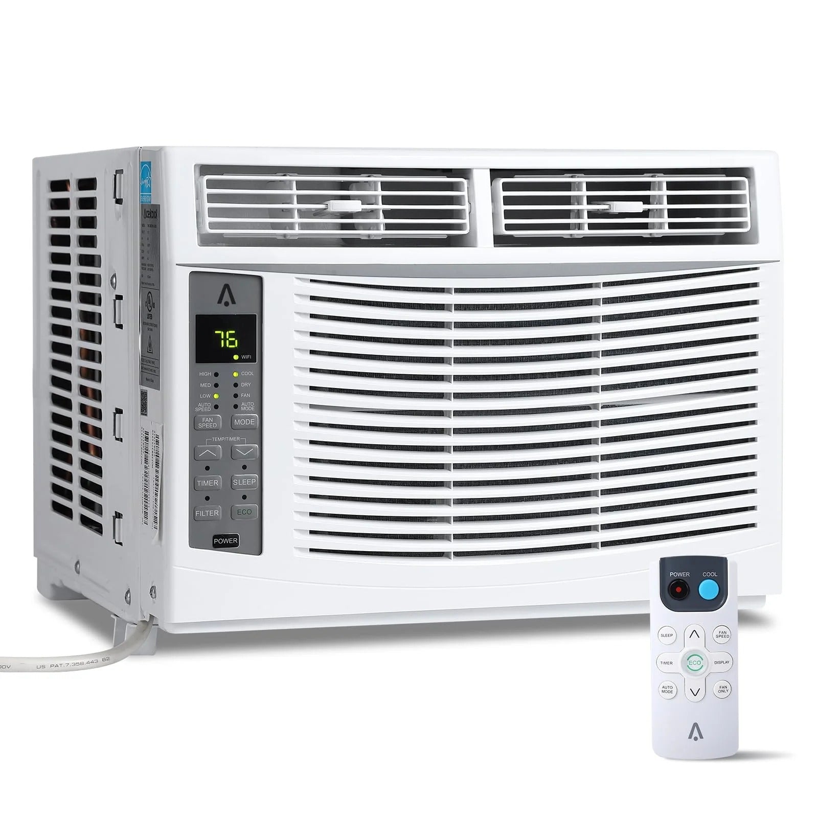 Window air conditioner with reusable filter and controls, 6000 BTU, 115 V~, suitable for rooms up to 250 square feet