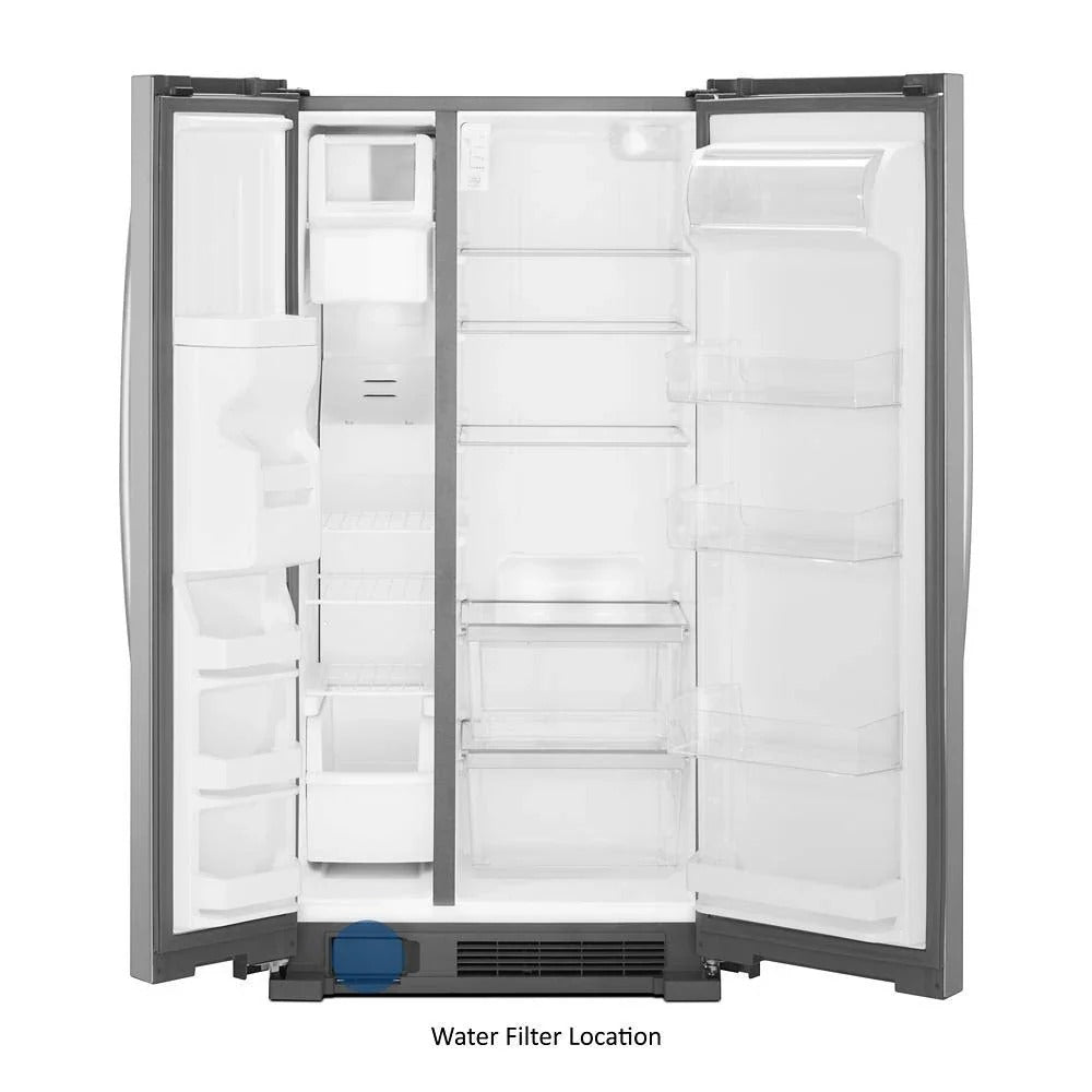 36-inch wide side-by-side refrigerator – 24 cubic feet stainless steel