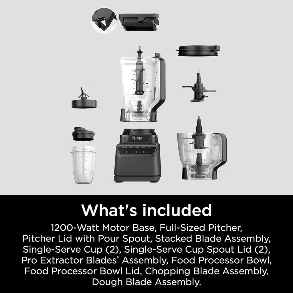 Ninja Mega Kitchen System, 1500 Watt Stand Mixer (2.1 Liters) and Food Processor (8 Cups) with (2) 473 ml Takeaway Cups