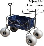 Beach cart with 13-inch balloon wheels, chair brackets and pump included